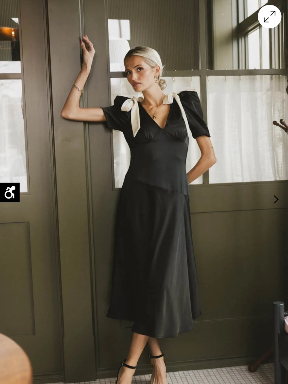 bohme gorgeous Black Maxi Dress with Cream Tie Shoulder Details